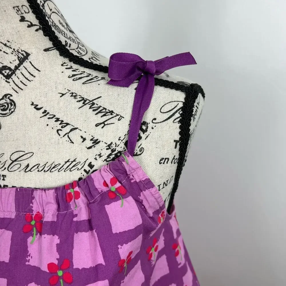 Hanna Andersson ribbon shoulder tie pink and purple lightweight dress